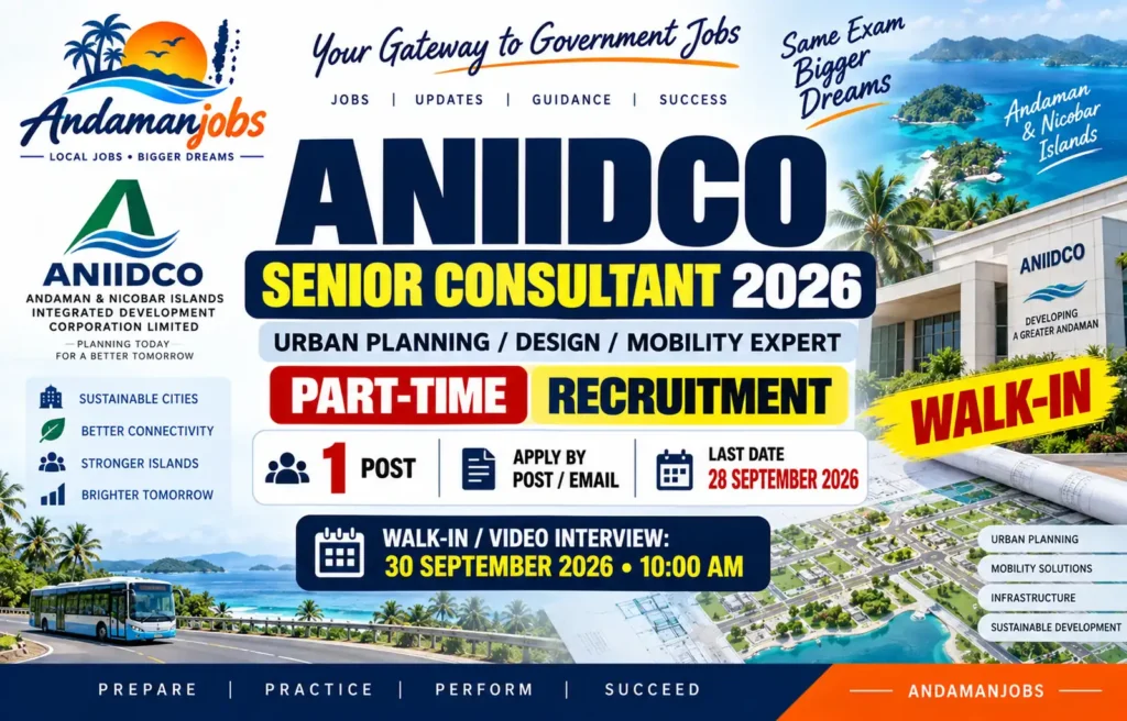 ANIIDCO Recruitment 2026 Senior Consultant Urban Planning vacancy in Andaman and Nicobar Islands